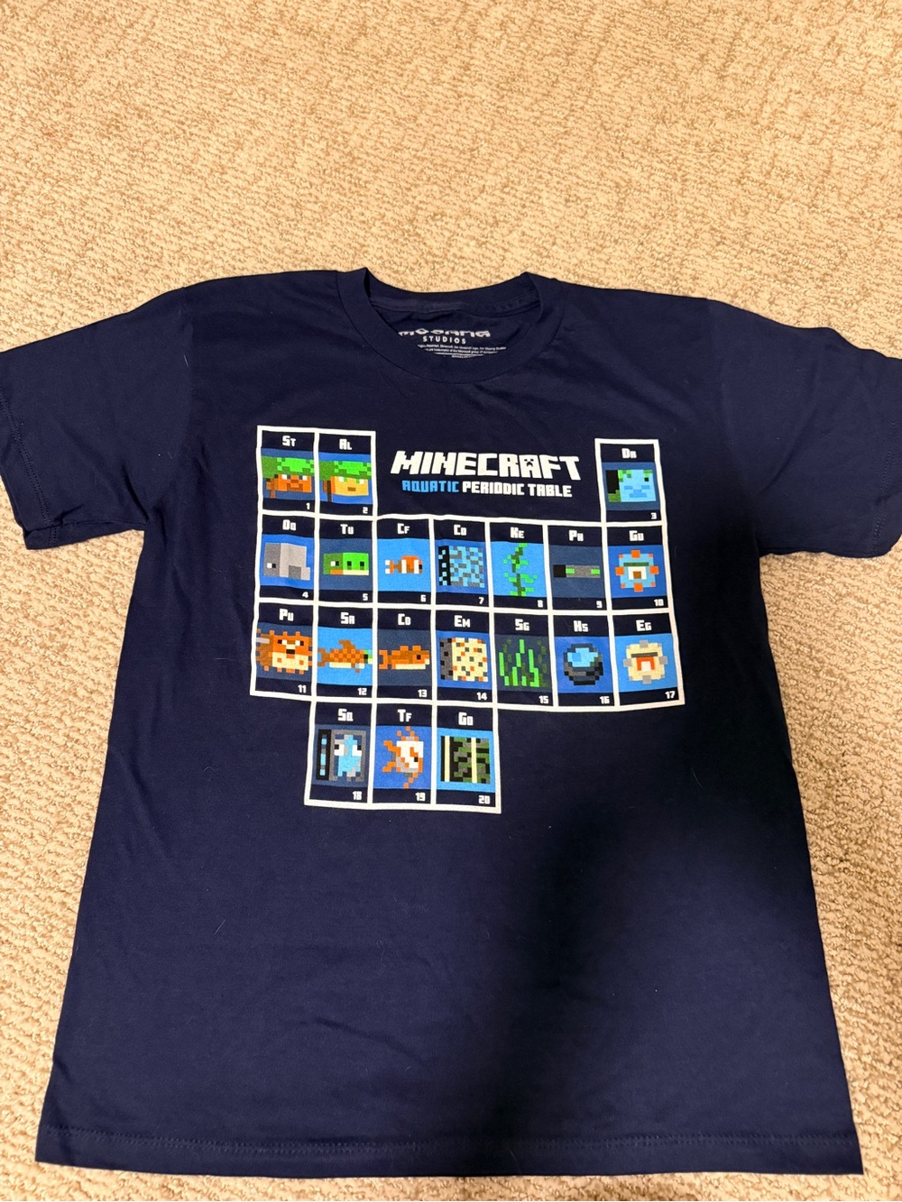 Navy Blue Aquatic Periodic Table Graphic T-Shirt